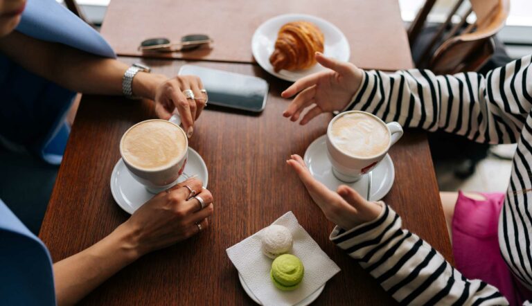 Two women having coffee