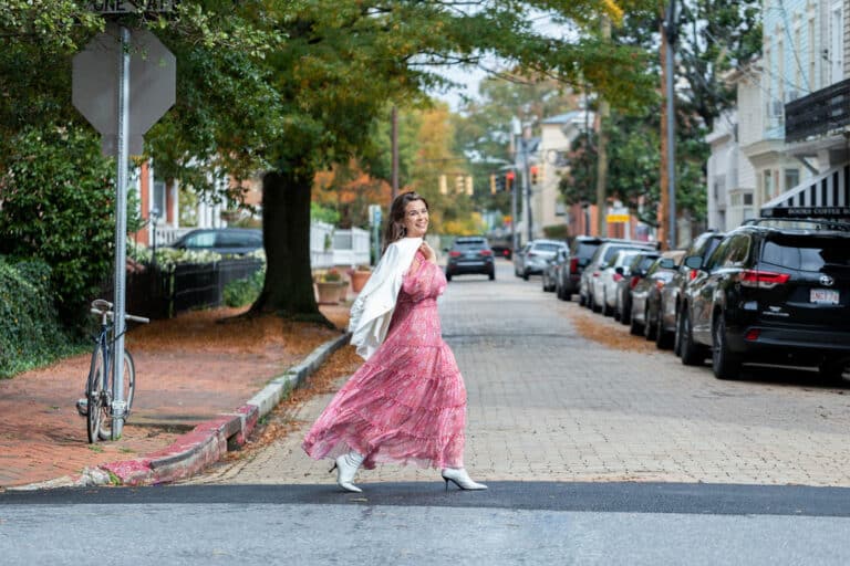 AliceAnne Loftus crossing the street
