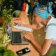 Woman working on her laptop