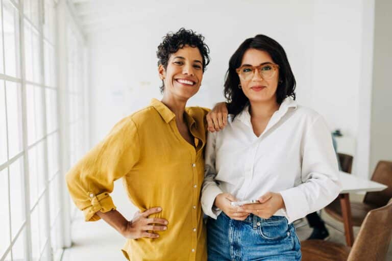Two women doing business coaching