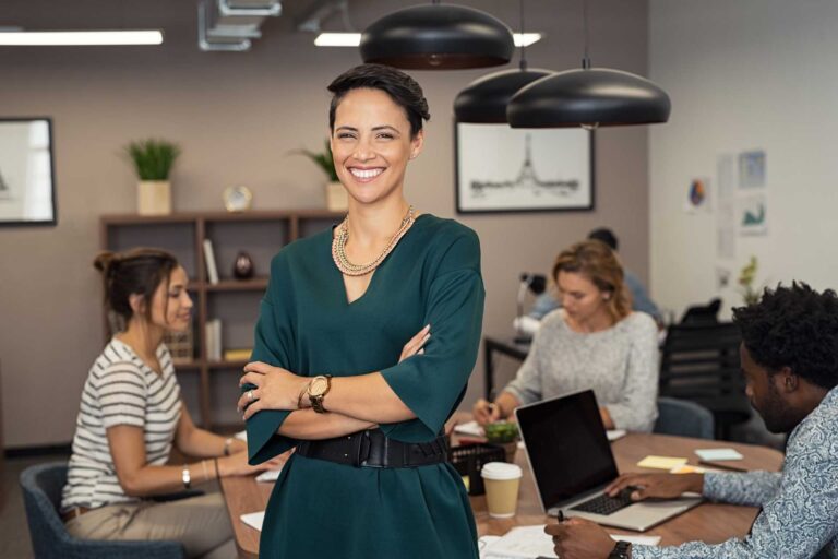 Woman confident in her leadership qualities