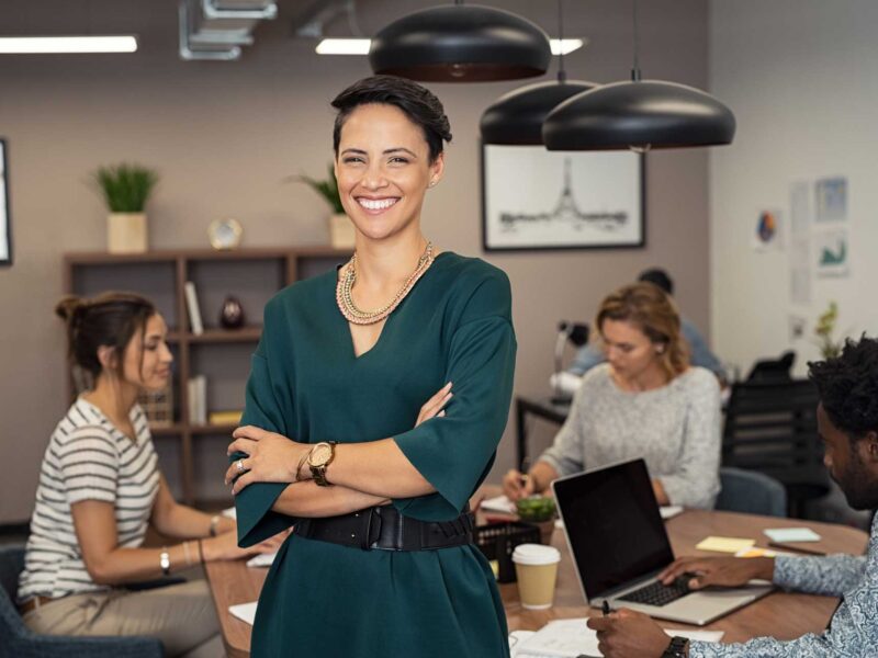 Woman confident in her leadership qualities