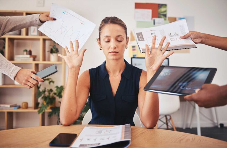 Woman working hard